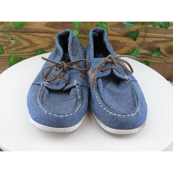 Old Navy Size 10 Boat Shoe Blue Fabric Medium (B, M)‎ Lace Up Women - Picture 3 of 11